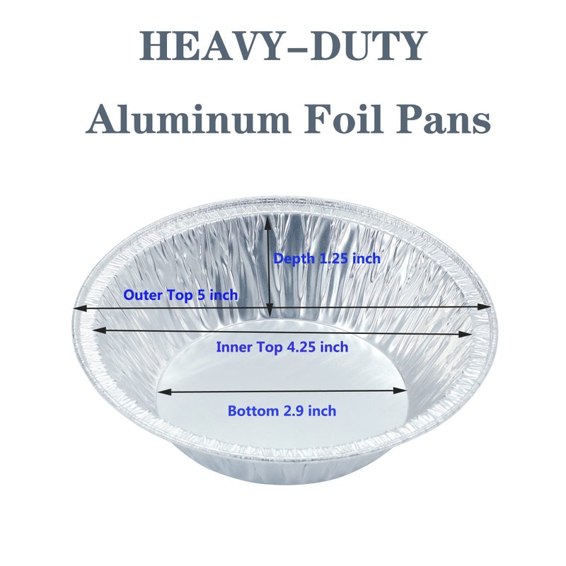 Waytiffer (50 Pack Pie Pans 5 inch,Mini Pie Tins HEAVY-DUTY Disposable Aluminum Foil Tart,pie Pans for Baking Personal Mini Pies, Easily Stack & Store, Freeze & Reheat - Image 2